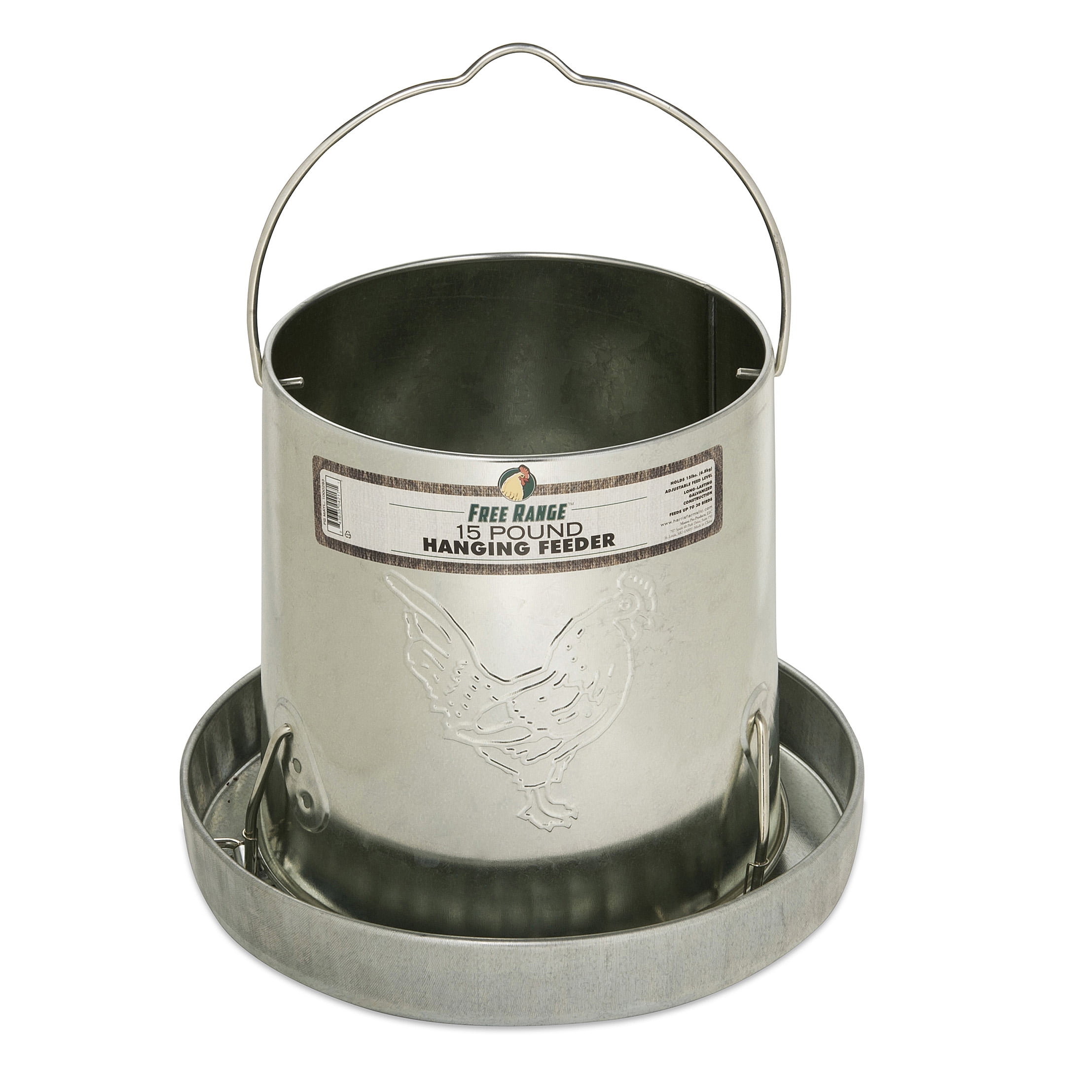 Galvanized Steel Hanging Bird Feeder with Handle, 15 lb Capacity