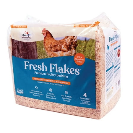 Manna Pro Fresh Flakes Chicken Coop Bedding Pine Shavings for Chicken Bedding 4 Cubic Feet