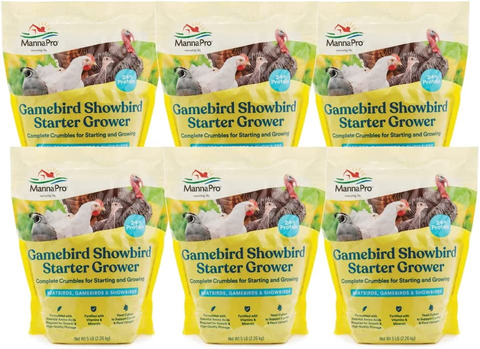 Manna Pro Gamebird Showbird Crumbles - Vitamin & Mineral Supplement for Poultry - 6-Pack of 5lbs