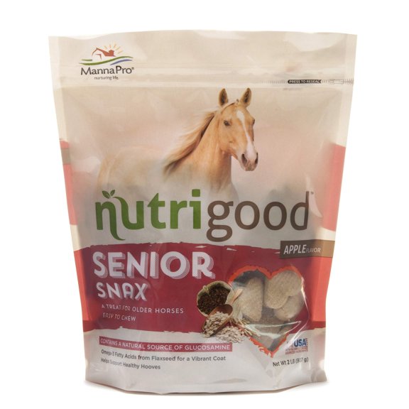 Manna Pro Nutrigood Senior Snax Horse Treats Made with Omega 3 Fatty Acids, Biotin, and Glucosamine 2 Pounds
