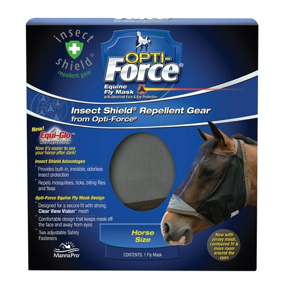 Manna Pro Opti-Force Fly Mask for Horses, Without Ears, 1 Mask