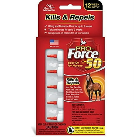 Manna Pro Pro-Force 50 Spot-On Fly Control for Horses, 6 Count