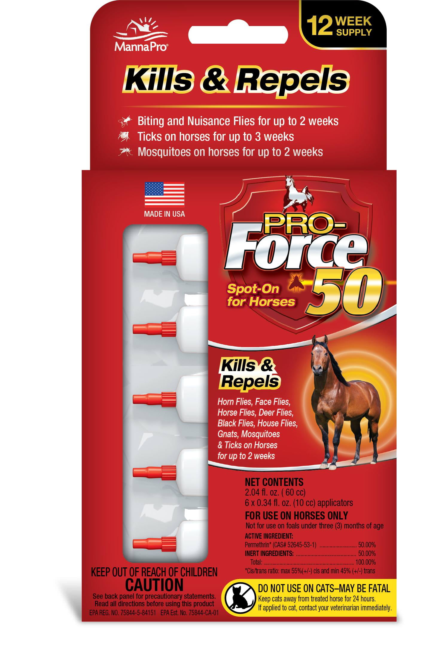 Manna Pro - Pro-Force 50 Spot-On Fly Control for Horses 6 count / 12 Week Supply