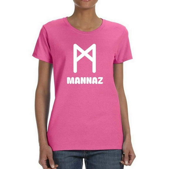 Mannaz Rune Meaning Mankind Shaped T-Shirt Women -Image by Shutterstock, Female x-Large