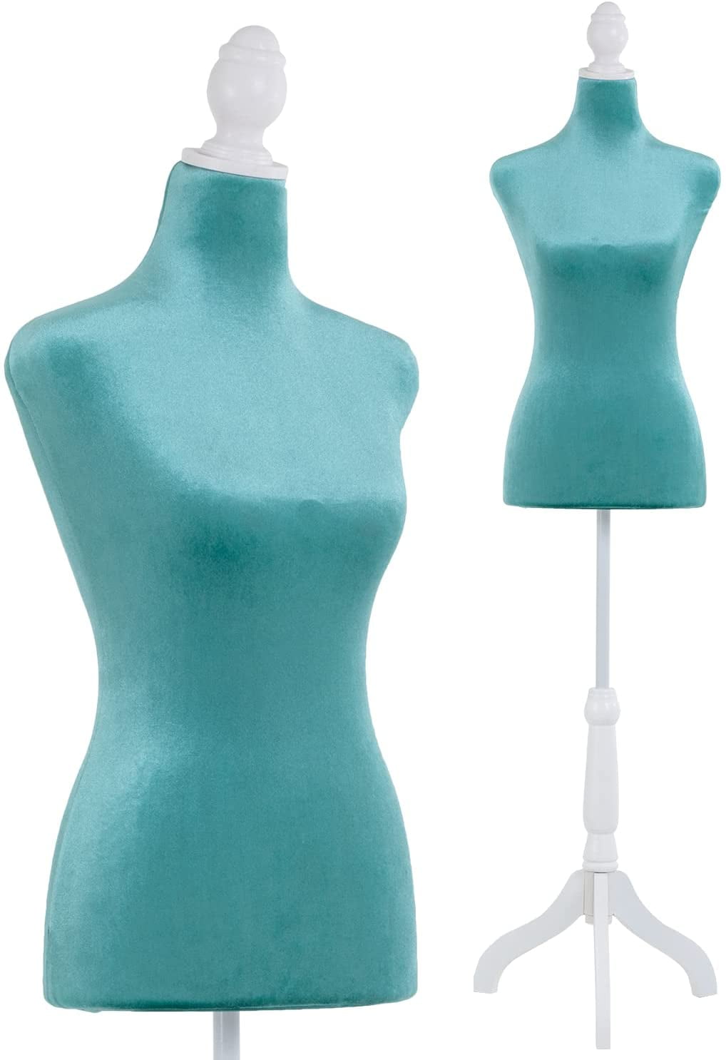 Mannequin Body Female, Dress Form Mannequin Torso Manikin with 49.6-63.6 inch Height Adjustable Wooden Tripod Stand, High Density Foam Portable Display Mannequin for Sewing Dress Display, Green