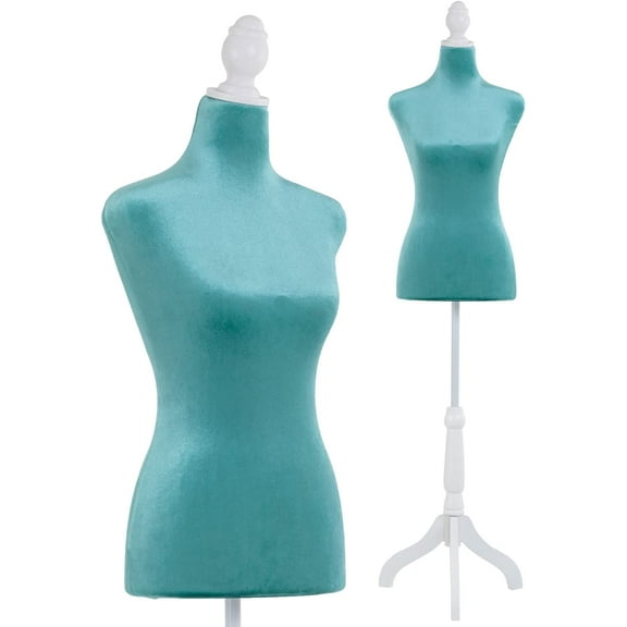 Mannequin Body Female, Dress Form Mannequin Torso Manikin with 49.6-63.6 inch Height Adjustable Wooden Tripod Stand, High Density Foam Portable Display Mannequin for Sewing Dress Display, Green
