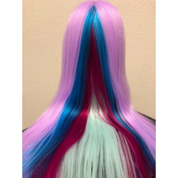 Mannequin Head 26" Yaki Synthetic Fiber Manikin Head Hairdresser Styling Training Head Training Model Cosmetology Doll Head Hair for Practice Cutting Color Purple & Blue & Pink