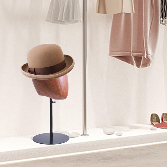 Mannequin Head Model Hat Display, Head Headphones Rack Manikin Head Model with Base for Halloween Hat Headphones Headset brown