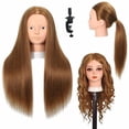 thumbnail image 1 of Mannequin Head with 80% Human Hair Cosmetology Mannequin Head Doll Head for Hair and Makeup Practice Head (#27 Brown No Makeup), 1 of 8