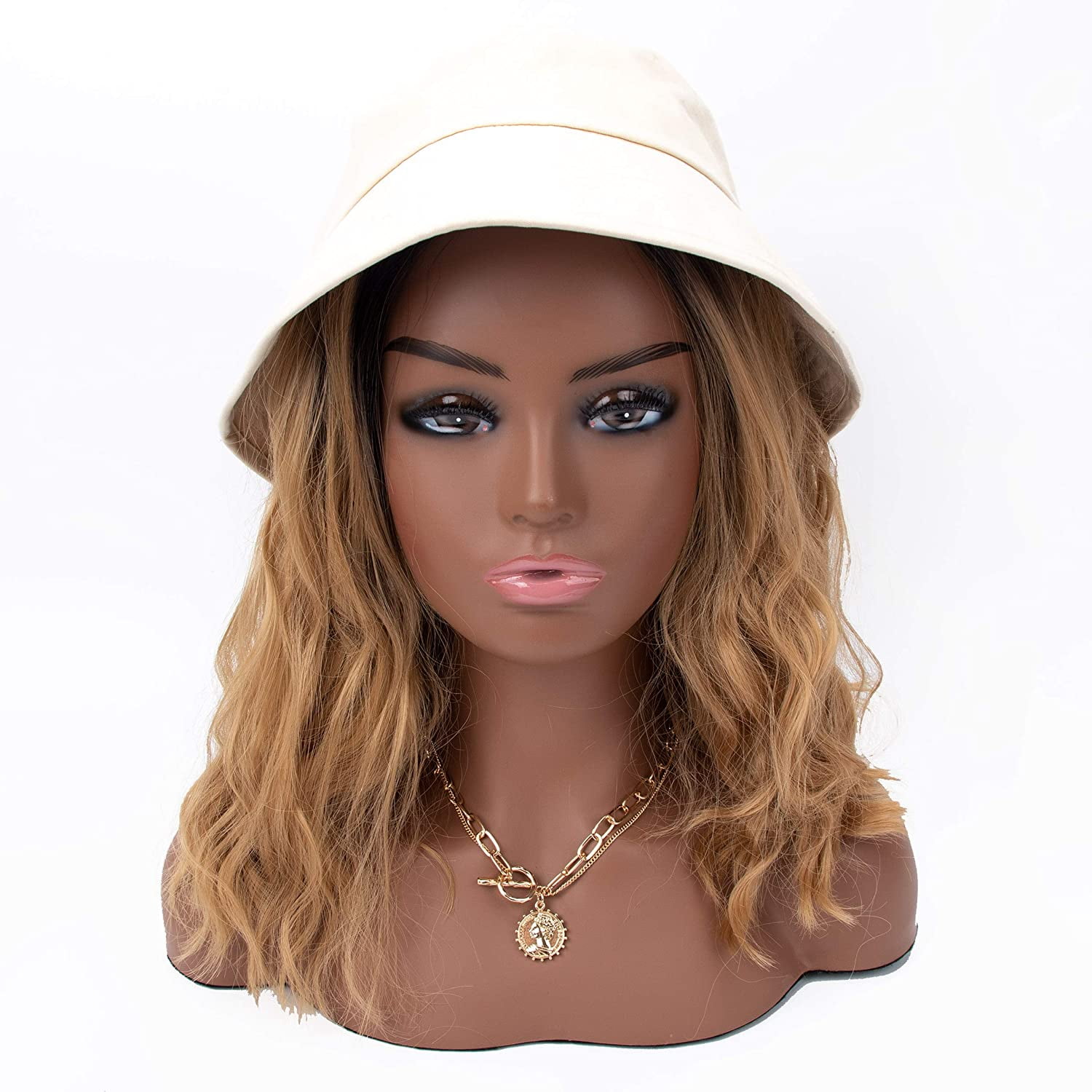 Mannequin PVC Manikin Head Realistic Mannequin Head Bust Wig Head Stand for Wigs Display Making Styling PMH-DC487-AS
