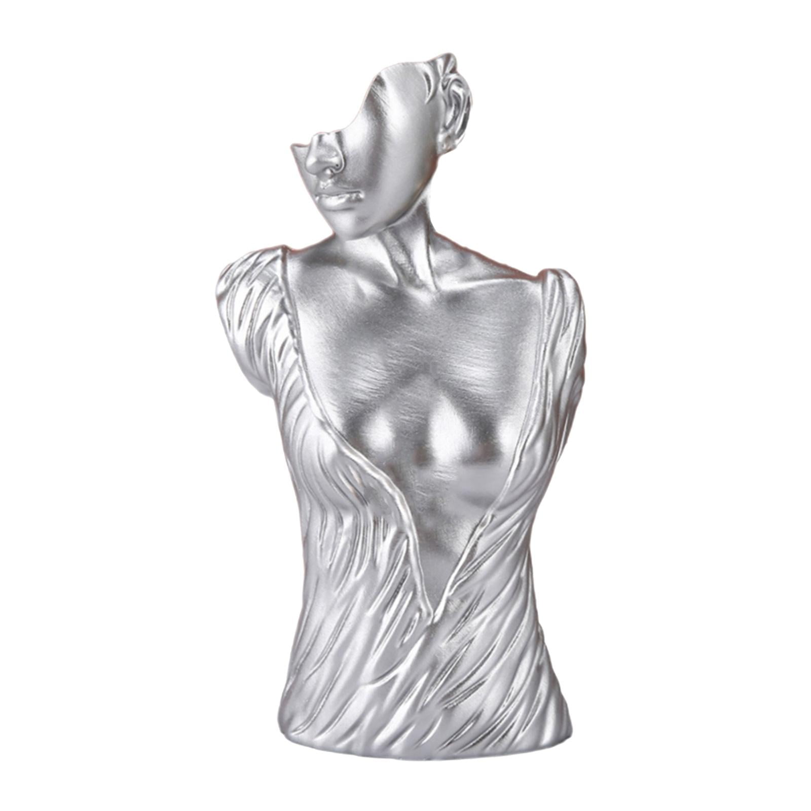 Mannequin Resin Jewelry Display Stand Necklace Bust Earring Pendant Rack Sliver Sliver 25X13X11cm