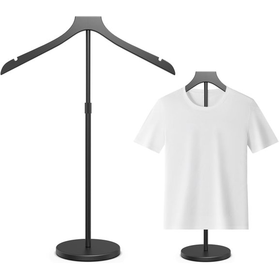 Mannequin Torso, 20-34 Inch Adjustable Shirt Display Stand, Black | Stable Portable Garment Dress Form, Reusable Clothing Display Hanger for T-Shirts & Coats, Easy Install for Vendors and Shops