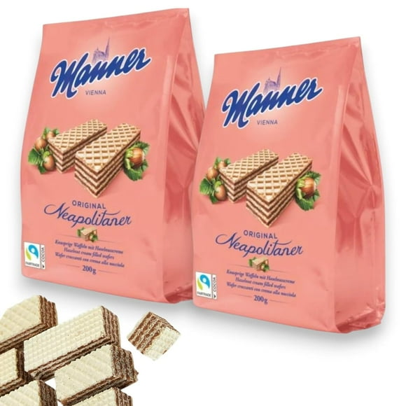 Manner Original Neapolitan Wafers DPF11- Delicious Hazelnut Wafers with Creamy Hazelnut Filling for Ideal Snack - Enjoy Healthy Snacks Anytime with 200g of Irresistible Wafer Goodness