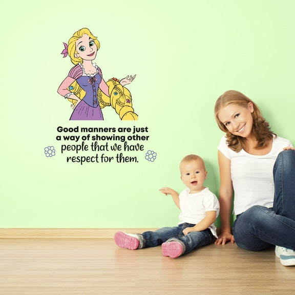 Manners Tangled Rapunzel Life Quote Cartoon Quotes Decors Wall Sticker Art Design Decal for Girls Boys Kids Room Bedroom Nursery Kindergarten Home Decor Stickers Wall Art Vinyl Decoration (40x35 inch)