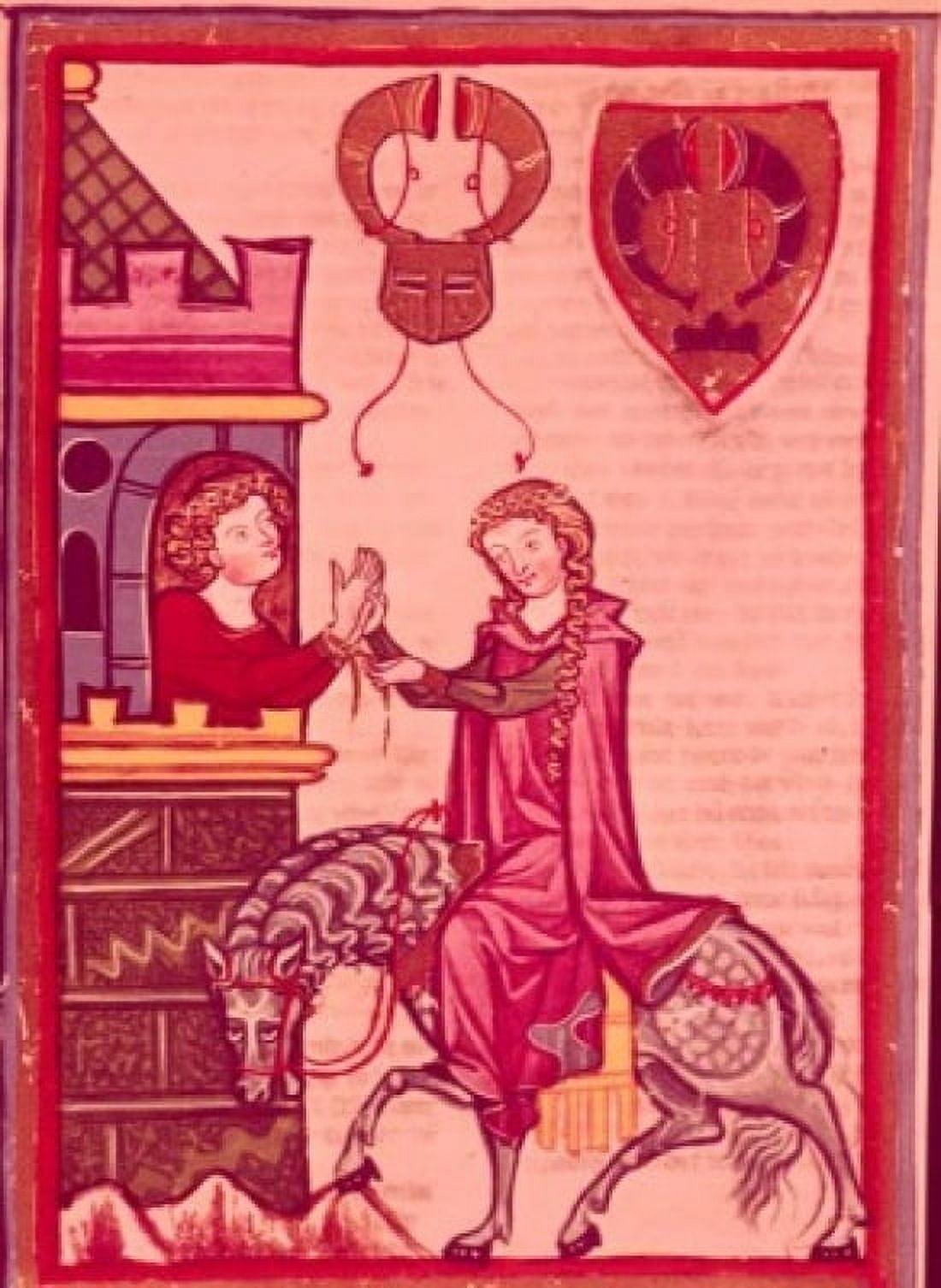 Manness Scroll Bruno von Homberg & His Lady by unknown artist Illuminated manuscript Germany Heidlenberg Canvas Art - (24 x 36)