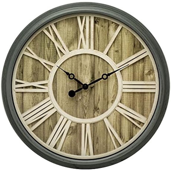 Mannheim Large Wall Clock Decorative Lightweight Modern Wall Clock - Silent Non-Ticking 3-D Roman Numerals Easy-to-Read Battery Glass Face Cover - 20-inch Old World Clock Latest Model