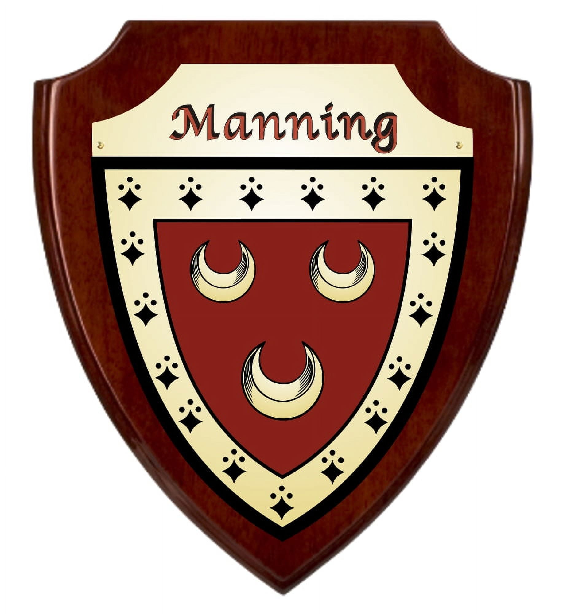 Manning Irish Coat of Arms Shield Plaque - Rosewood Finish