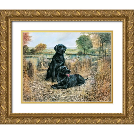Manning, Ruane 14x12 Gold Ornate Wood Framed with Double Matting Museum Art Print Titled - Swimming Lessons