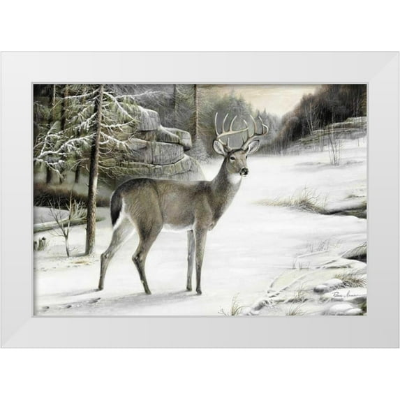Manning, Ruane 18x14 White Modern Wood Framed Museum Art Print Titled - Snowy Mornings