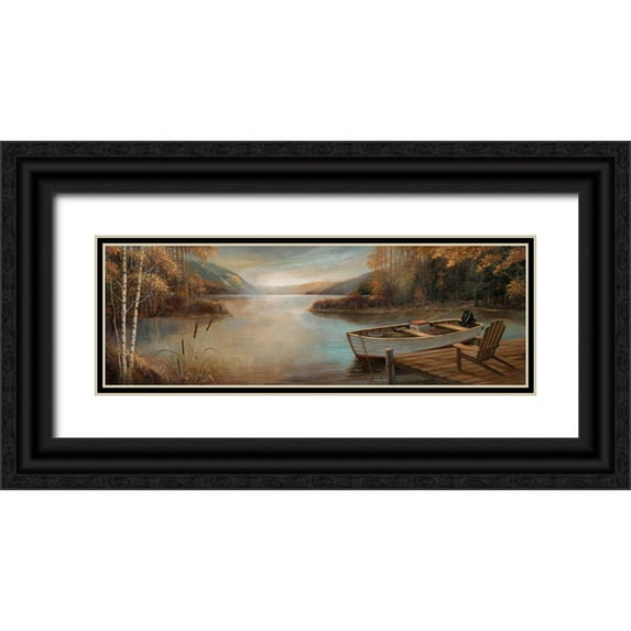 Manning, Ruane 18x9 Black Ornate Wood Framed with Double Matting Museum Art Print Titled - Tranquil Waters