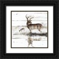 thumbnail image 1 of Manning, Ruane 20x20 Black Ornate Wood Framed with Double Matting Museum Art Print Titled - Rustic Misty Deer, 1 of 4