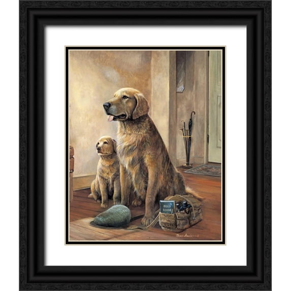 Manning, Ruane 26x32 Black Ornate Wood Framed with Double Matting Museum Art Print Titled - Trail Buddies