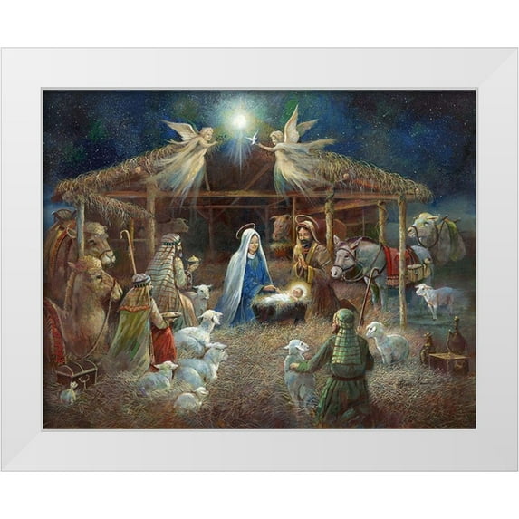 Manning, Ruane 32x26 White Modern Wood Framed Museum Art Print Titled - The Nativity