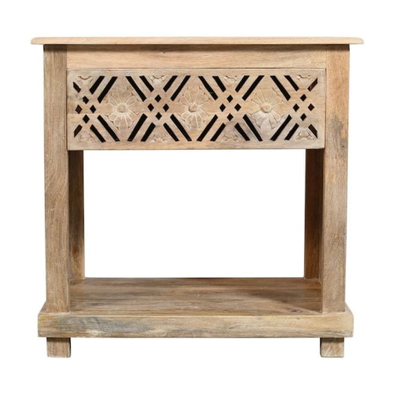 Manny 1-Drawer Solid Wood Nightstand With Metal Glides in Natural Finish