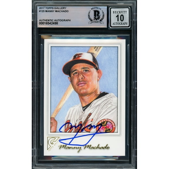 Manny Machado Autographed 2017 Topps Gallery Card #125 Baltimore Orioles Auto Grade Gem Mint 10 Beckett BAS #16542498