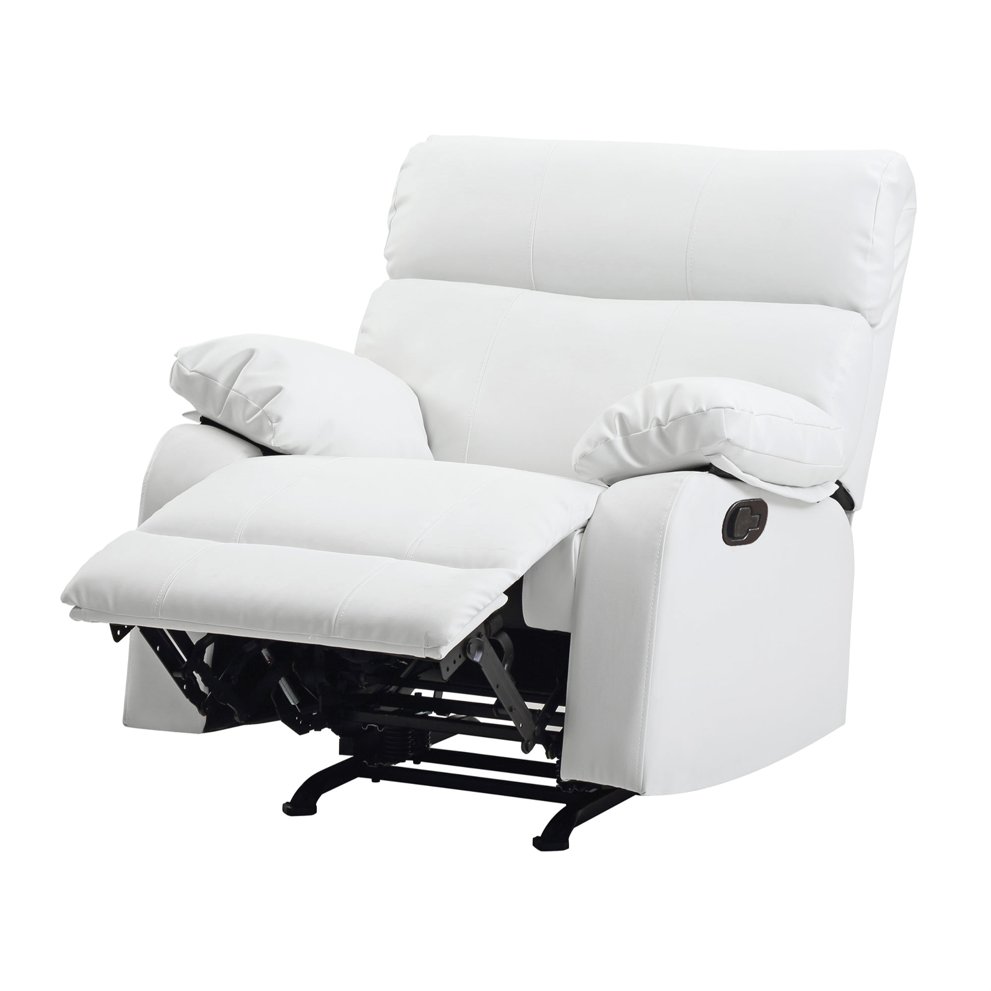 Manny White Faux Leather Upholstery Reclining Chair