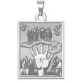 thumbnail image 1 of Mano Poderosa Religious Medal  - 3/4 Inch X 1 Inch -Solid 14K White Gold, 1 of 1