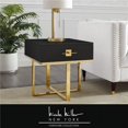 thumbnail image 1 of Posh Living Mano 1-Drawer Stainless Steel Base End Table in Black/Gold, 1 of 10