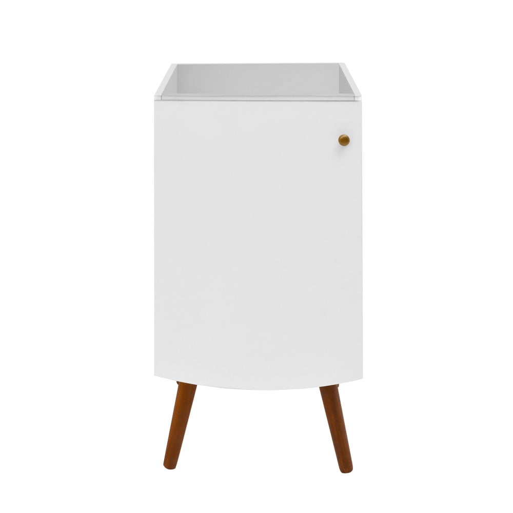 Manoir White Single Bathroom Vanity with Wooden Legs