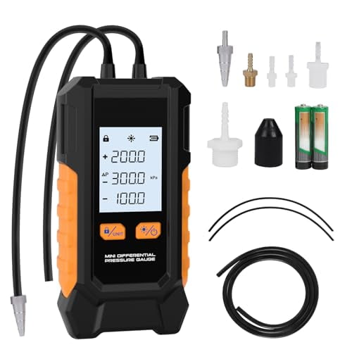 Manometer Gas Pressure Tester -101 to 200KPa Digital Manometers Dual-Port Gas Manometers HVAC with Auto Calibration, Backlight LCD Display, Data Hold Air Pressure Meter$$Other