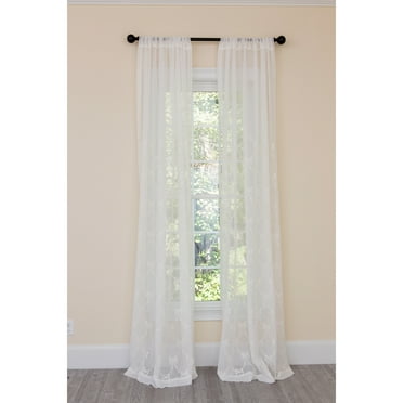Manor Luxe Belinda Embroidered Sheer Rod Pocket Single Curtain Panel 54 x 120 120 Inches