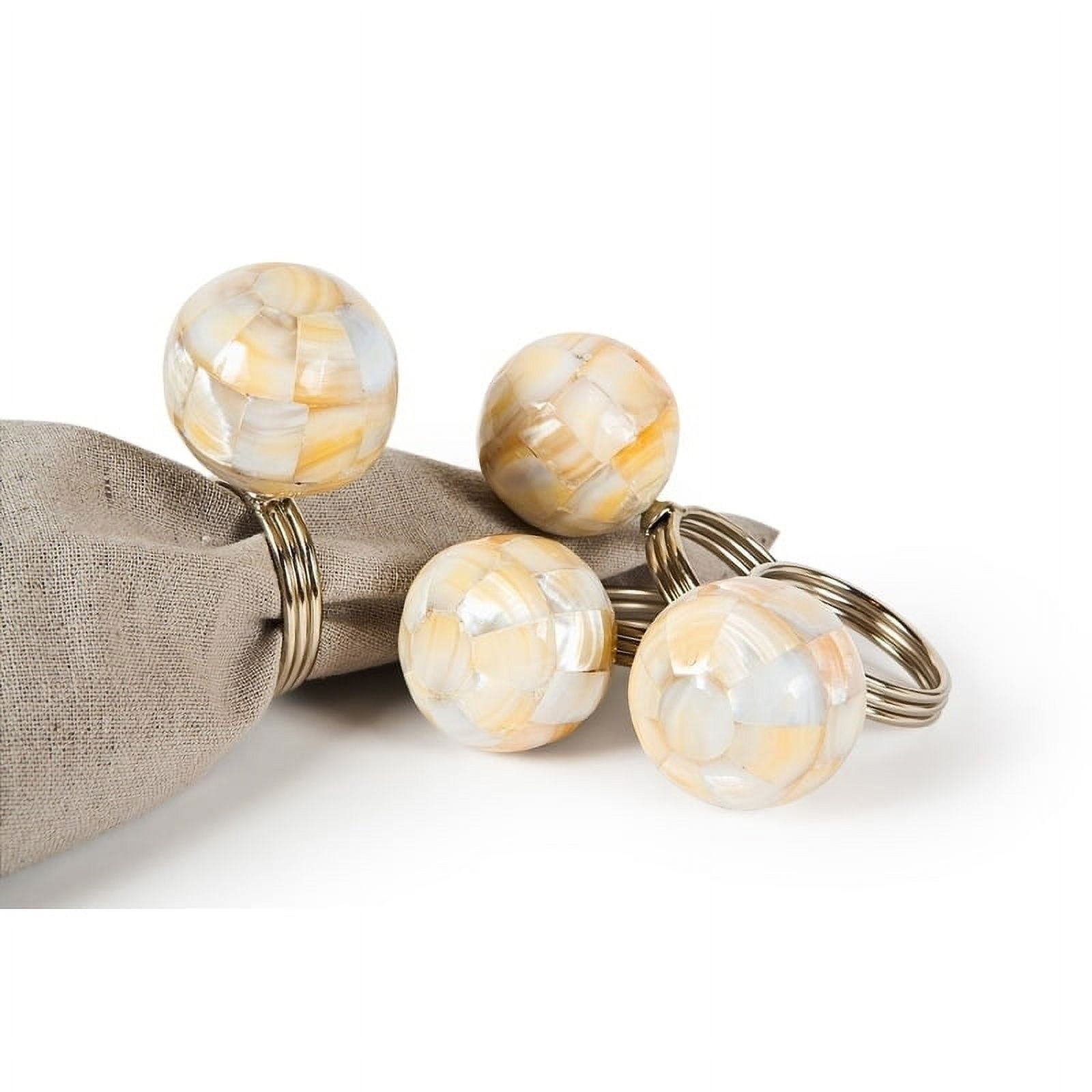 Mother of Pearl Iron Napkin Rings, Set of Four