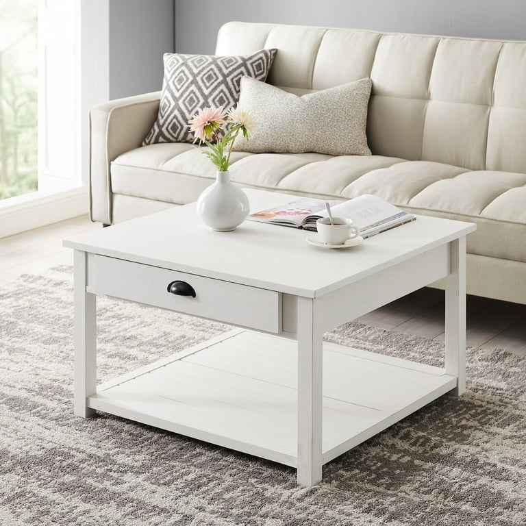 Manor Park 30 inch Square Country Coffee Table Brushed White Walmart