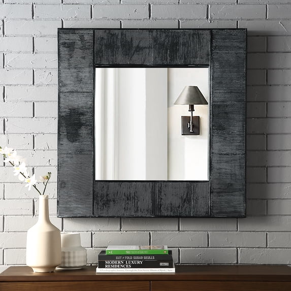 Manor Park 32" Modern Industrial Square Wall Mirror
