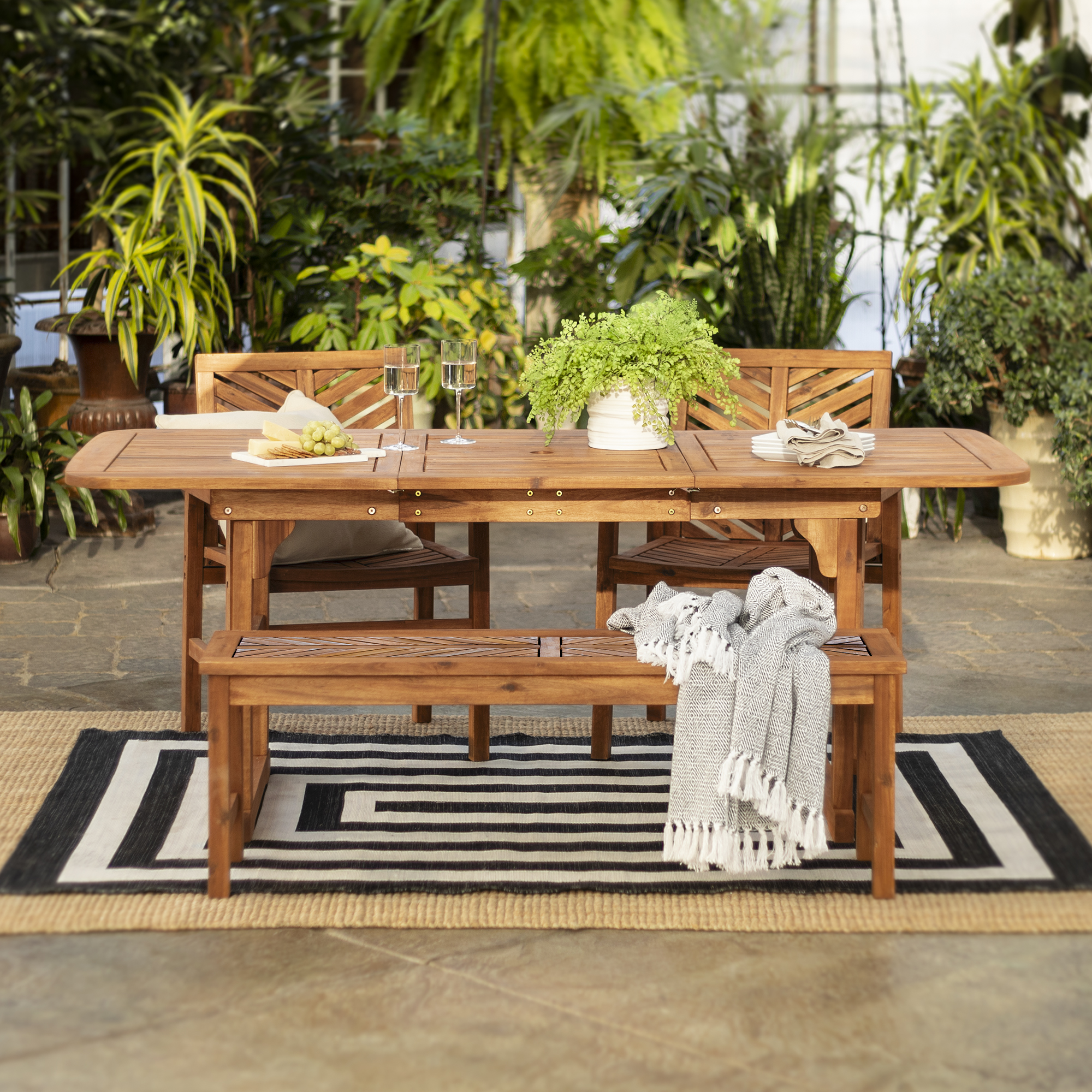 Manor Park 4Piece Extendable Outdoor Patio Dining Set Brown