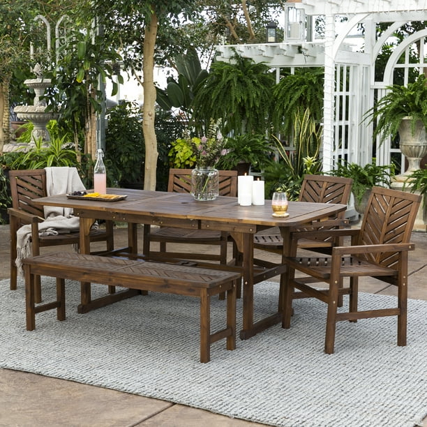Manor Park 6Piece Extendable Outdoor Patio Dining Set Dark Brown