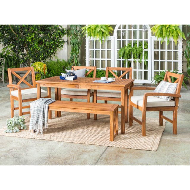 Manor Park 6Piece Outdoor Patio Dining Set Brown