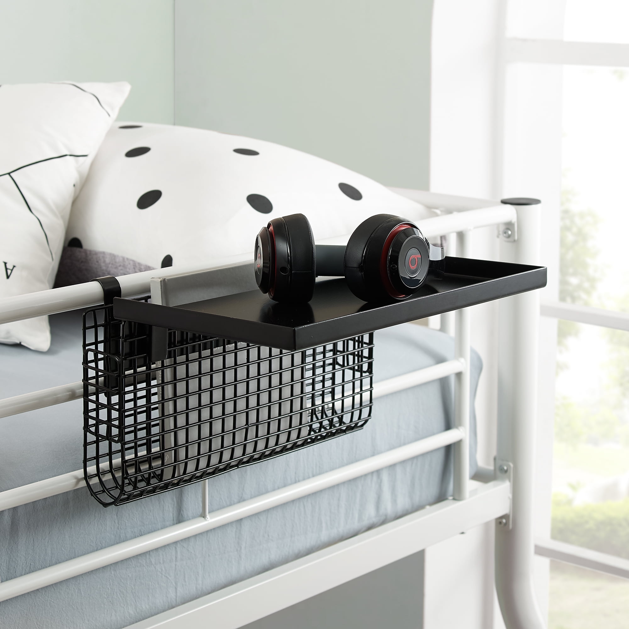 Manor Park Adjustable Metal Bunk Bed Shelf - Black/Mesh - Walmart.com