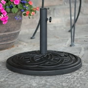 Manor Park Circle Weave Round Outdoor Patio Umbrella Base, Black