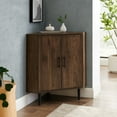 thumbnail image 1 of Walker Edison Contemporary Corner Accent Cabinet with 2 Doors, Dark Walnut, 1 of 11