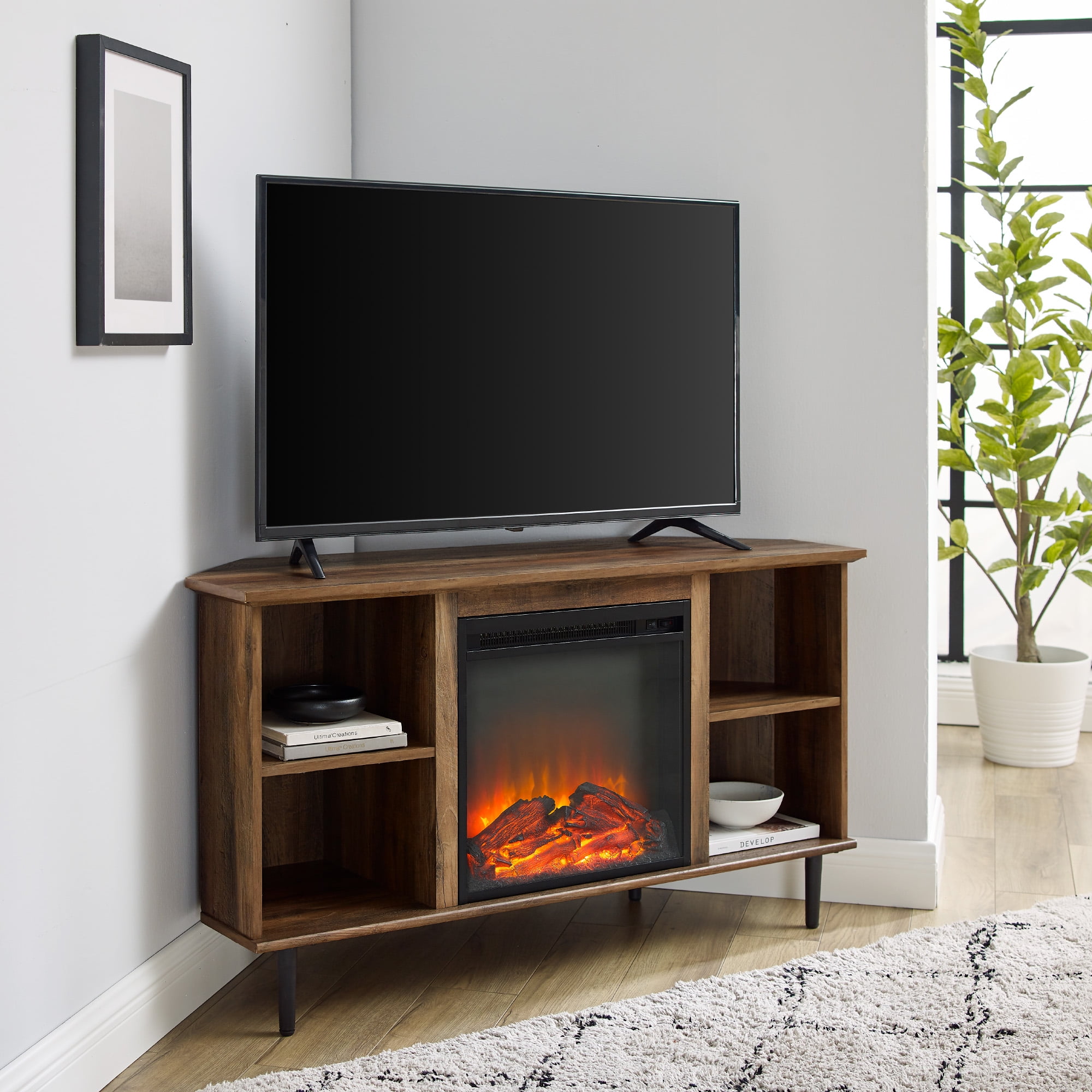 Manor Park Corner Fireplace TV Stand for TVs up to 55", Barnwood
