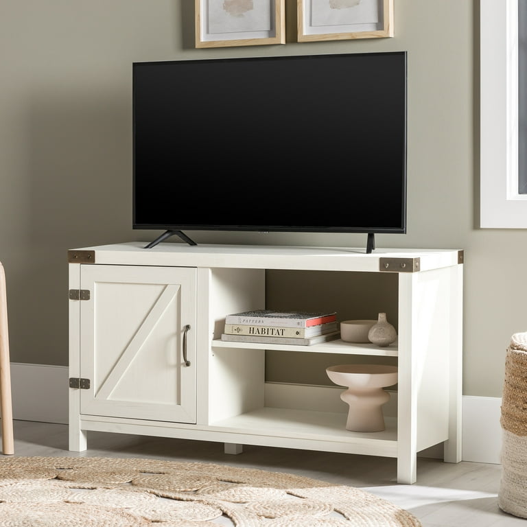 Farmhouse barn door tv stand for tvs up manor park deals