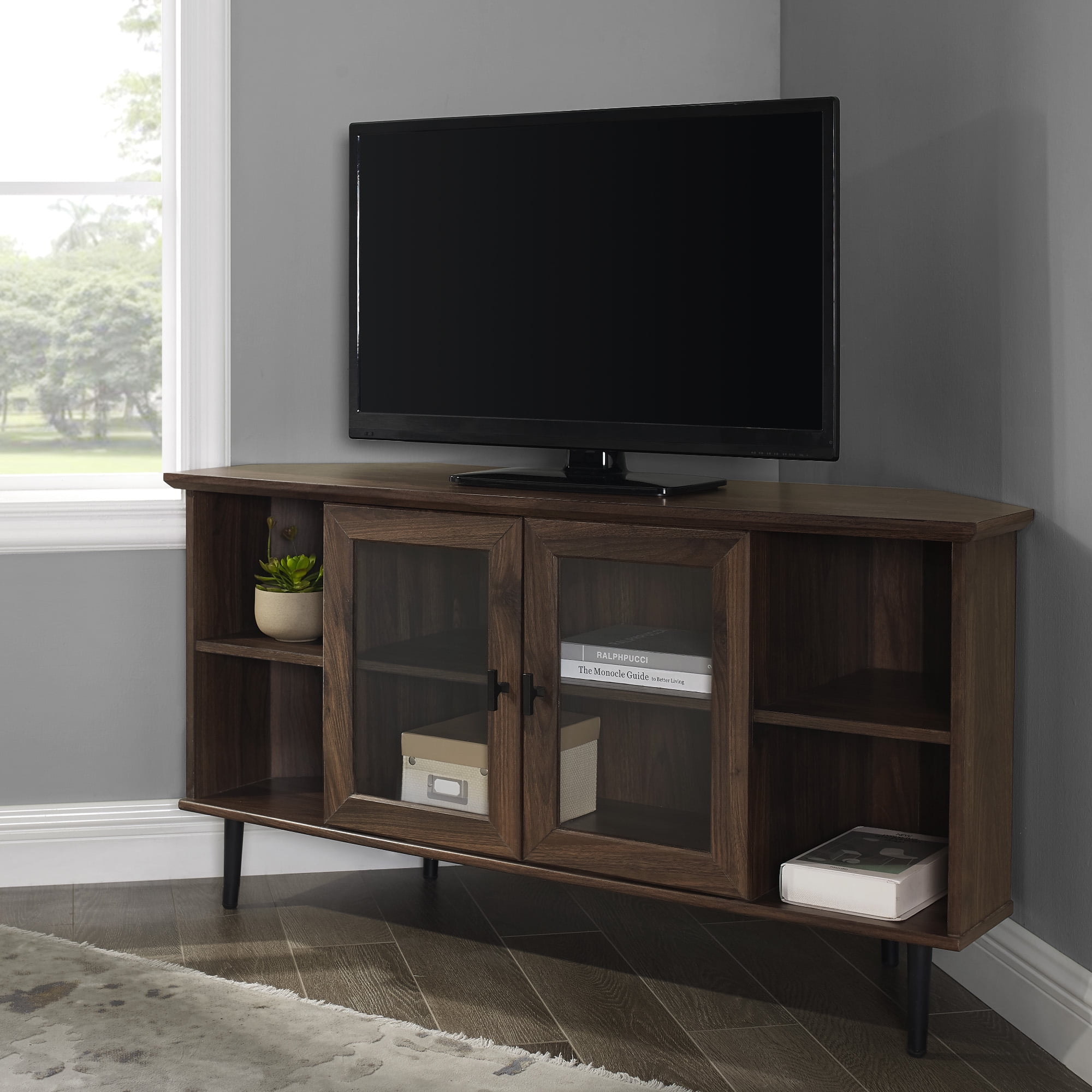 Manor Park Glass Door Corner TV Stand for TVS Up to 55
