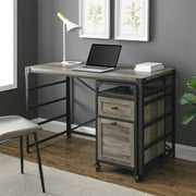 Manor Park Industrial Farmhouse Filing Cabinet Desk, Grey Wash