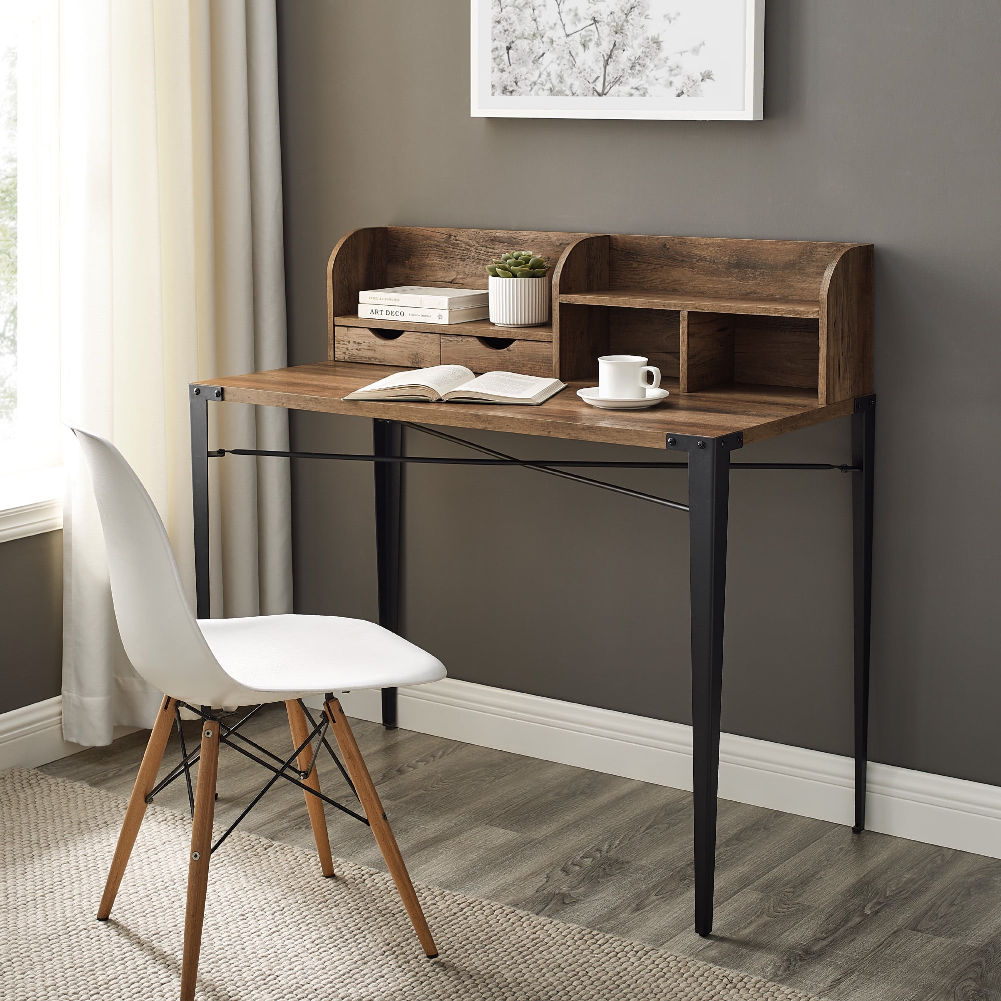 Manor Park Industrial Hutch Writing Desk Reclaimed Barnwood