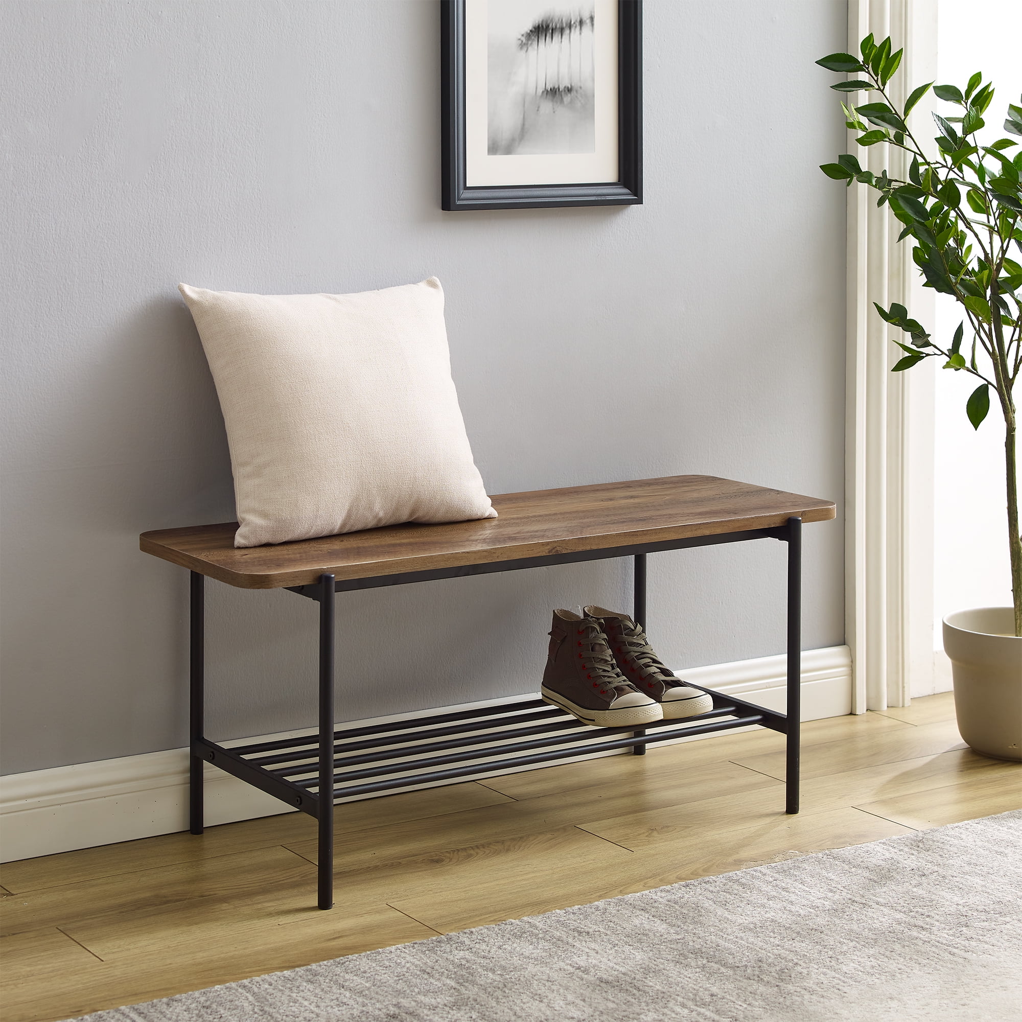 Metal entryway bench discount